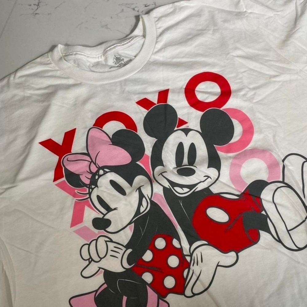 Disney‎ Mickey & Minnie XO Graphic T-Shirt White XXL Couples Love Tee